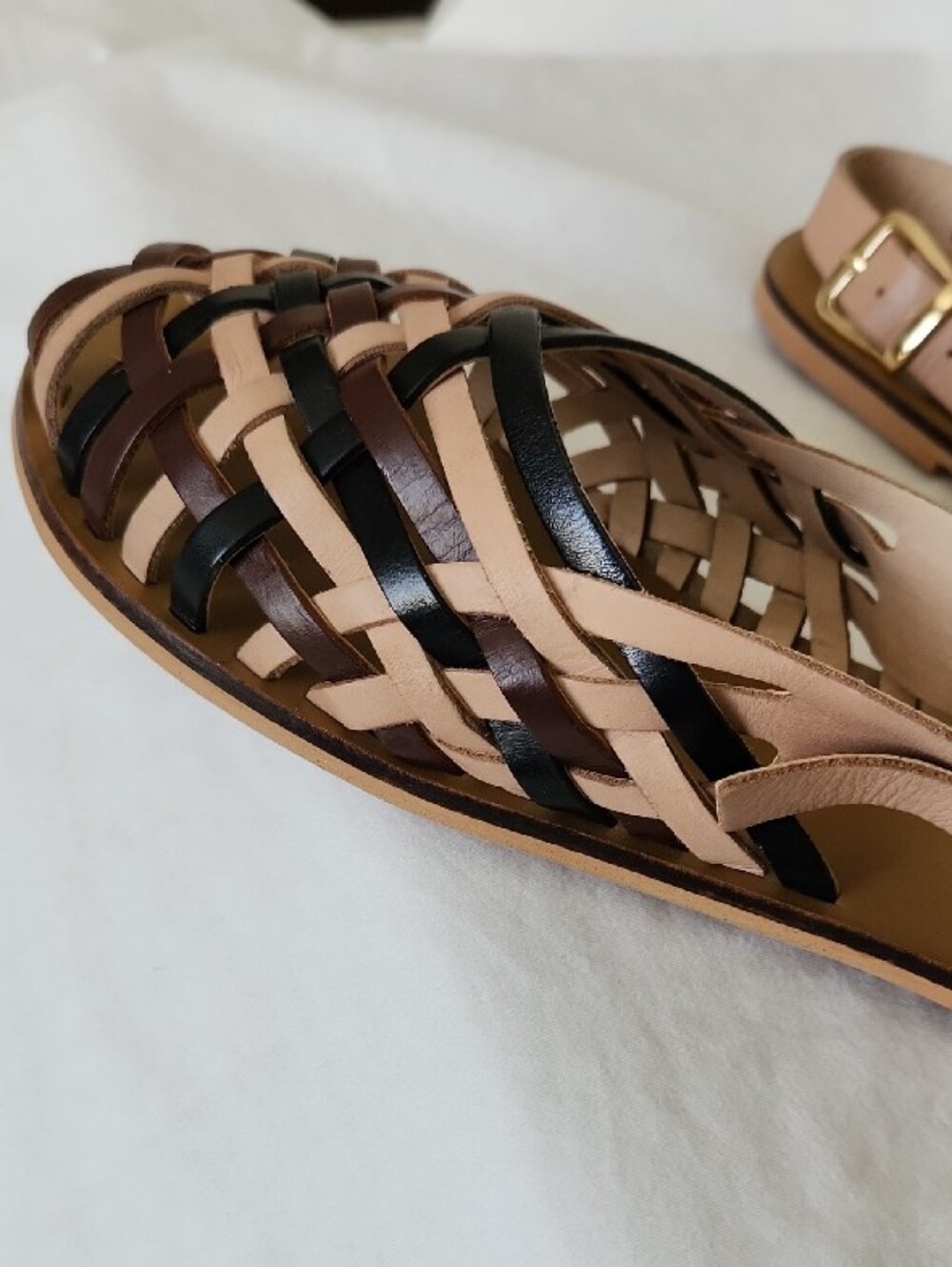 Find Woven Multi-Color Leather Slingback Sandals - Women Size 8.5 - Picture 4 of 8